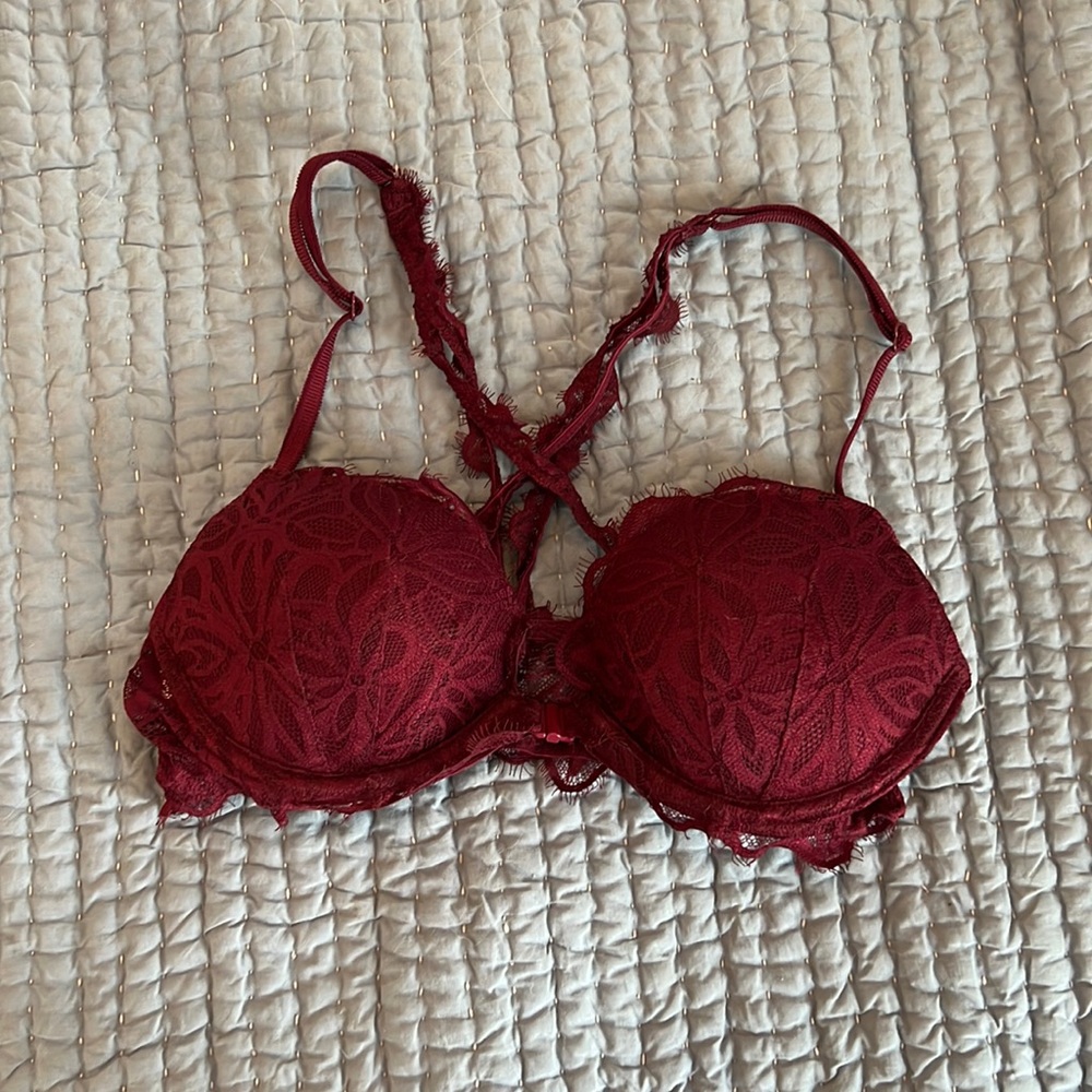 Victorias Secret Push-up Racerback Bra Red Burgundy Wine 32B/C